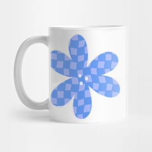 Checker Board Flower - blue and periwinkle Mug